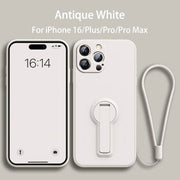 Folding Bracket Liquid Silicone Phone Case For iPhone 16 series