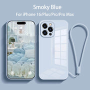 Straight Edge Tempered Glass Phone Case For iPhone 16 Series