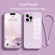 Straight Edge Tempered Glass Phone Case For iPhone 16 Series