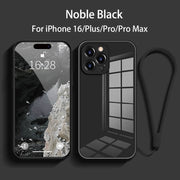 Straight Edge Tempered Glass Phone Case For iPhone 16 Series
