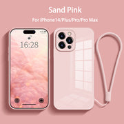 Straight Edge Tempered Glass Phone Case For iPhone 14 Series