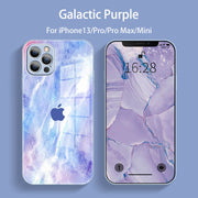Colorful watercolor tempered glass phone case for iPhone 13 series
