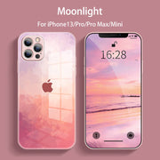Colorful watercolor tempered glass phone case for iPhone 13 series