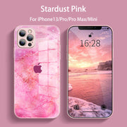 Colorful watercolor tempered glass phone case for iPhone 13 series