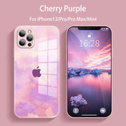 Colorful watercolor tempered glass phone case for iPhone 13 series