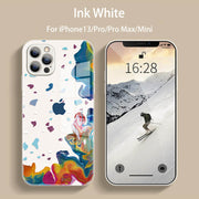 Colorful watercolor tempered glass phone case for iPhone 13 series