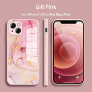 Colorful watercolor tempered glass phone case for iPhone 13 series