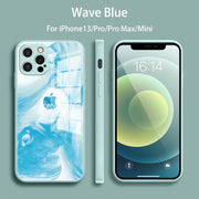 Colorful watercolor tempered glass phone case for iPhone 13 series